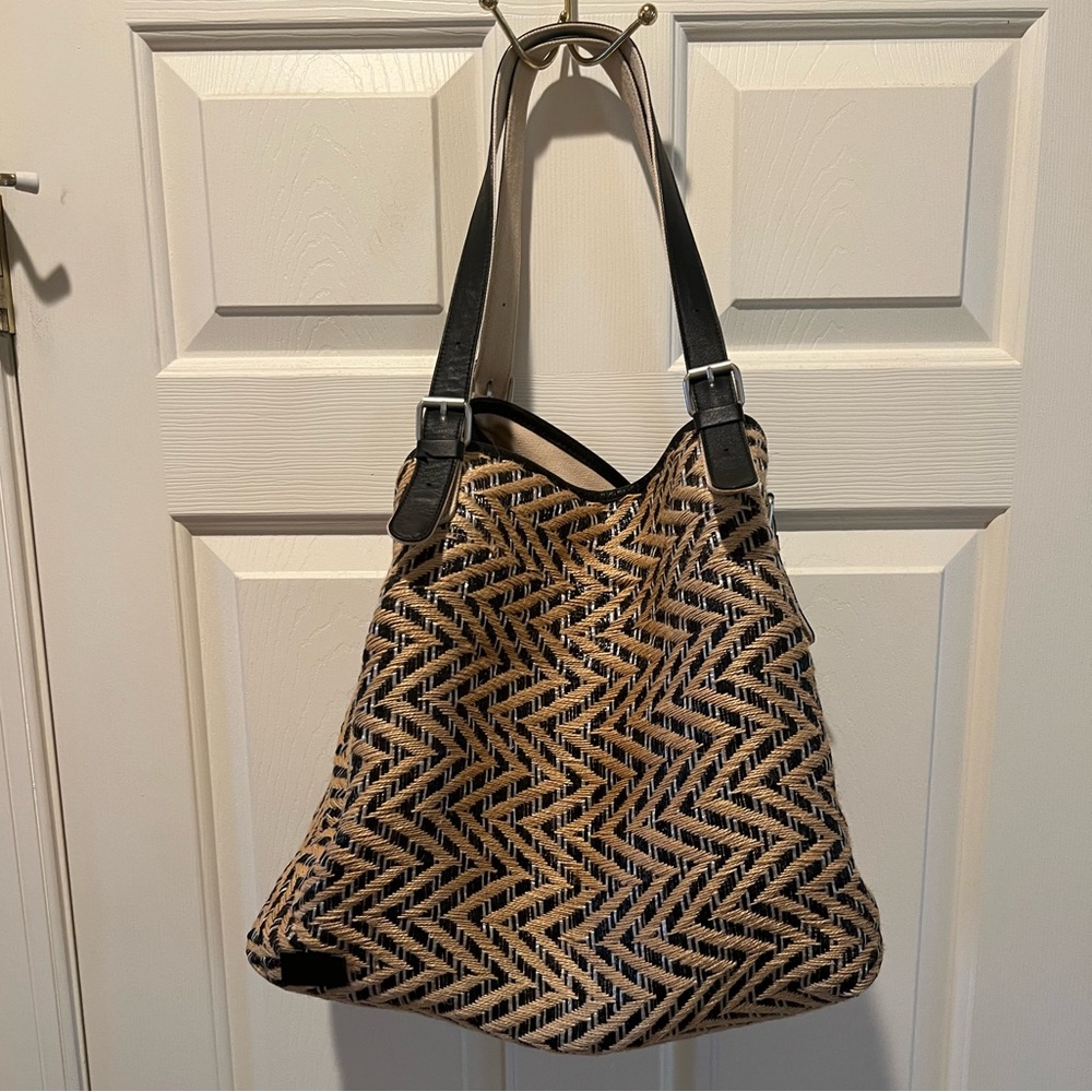 TOMS Chevron Woven Straw Large Tote Bag - Picture 3 of 11